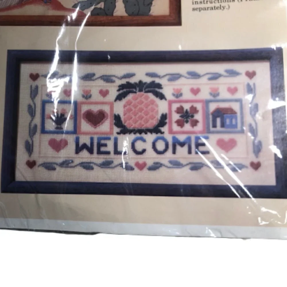 🛒 $8 Creative Circle Pineapple Welcome Long Stitch Embroidery Kit 1530 #397-1